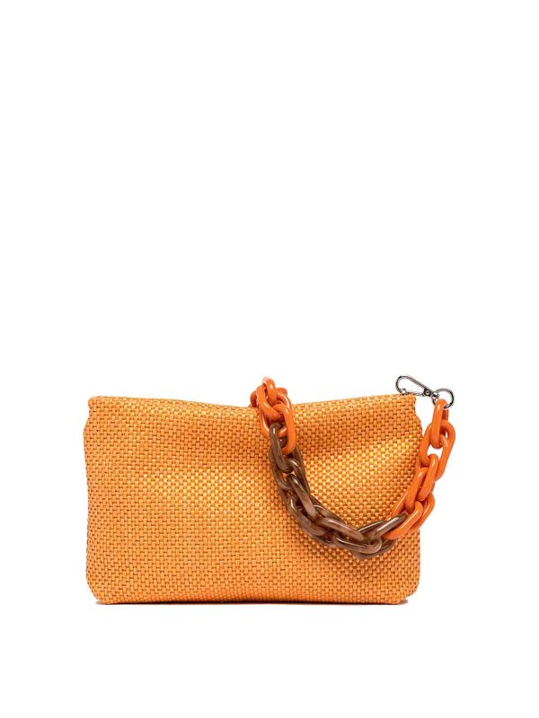 GIANNI CHIARINI: clutches - Brenda Orange Clutch Bag