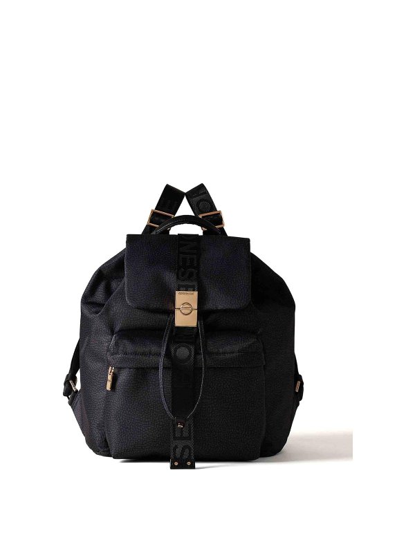 Borbonese: zaini - Zaino In Tessuto Op Nero Medium