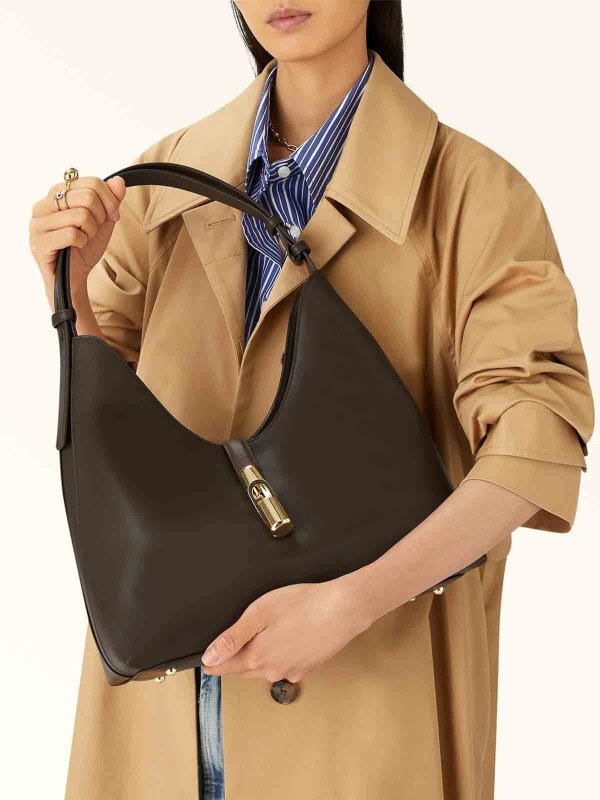 FURLA buy online Shopping Bag Goccia M Choco In Pelle