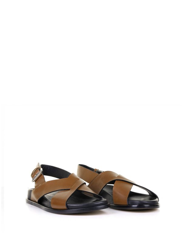GUGLIELMO ROTTA: sandals online - Low hazelnut leather sandal