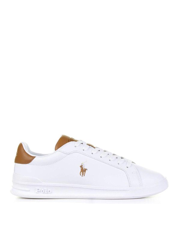 RALPH LAUREN: sneakers - Sneaker In Pelle Bianco Marrone