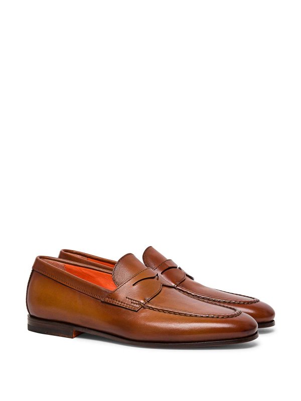 SANTONI: Loafers & Slippers online - Brown Leather loafers