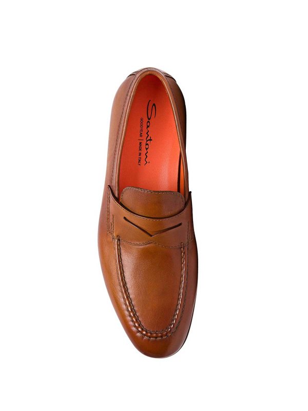Brown Leather loafers shop online: SANTONI