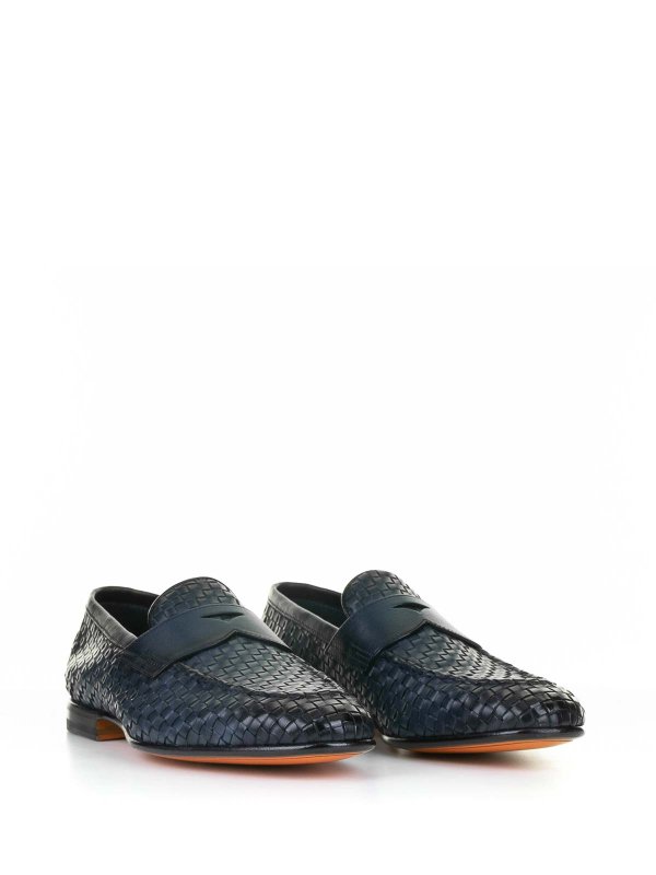 SANTONI: Loafers & Slippers online - Blue Woven Leather loafers