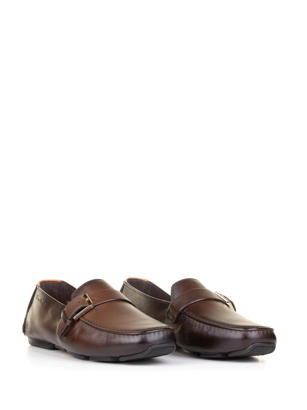 SANTONI: Loafers & Slippers online - Brown Leather loafers