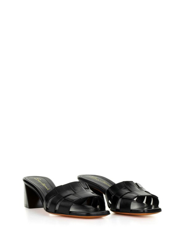 SANTONI: sandals online - Black Leather Slipper