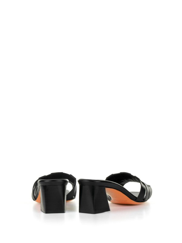 The Best Shops SANTONI: sandals - Black Leather Slipper