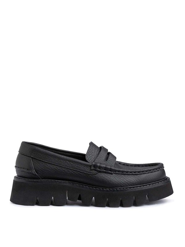 PEDRO GARCIA: Loafers & Slippers - Black Leather loafers