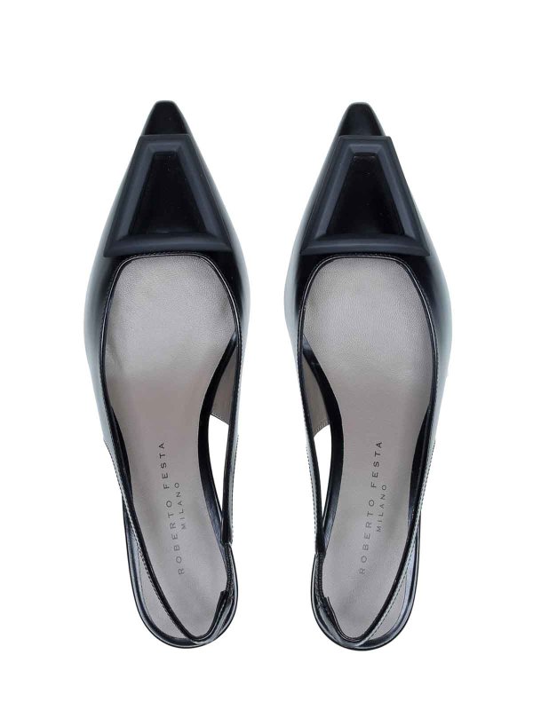 Black Leather Slingback Pumps shop online: ROBERTO FESTA