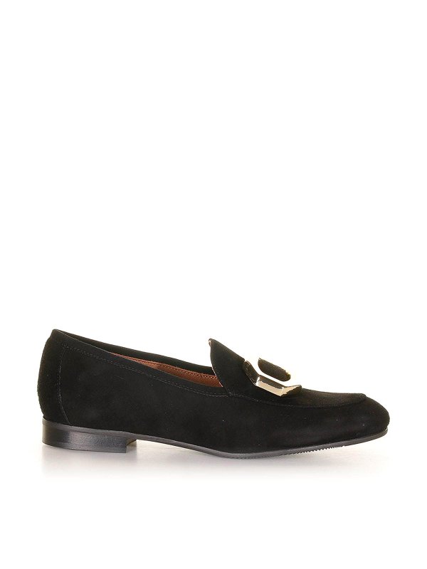 EVALUNA: Loafers & Slippers - Black Suede loafers