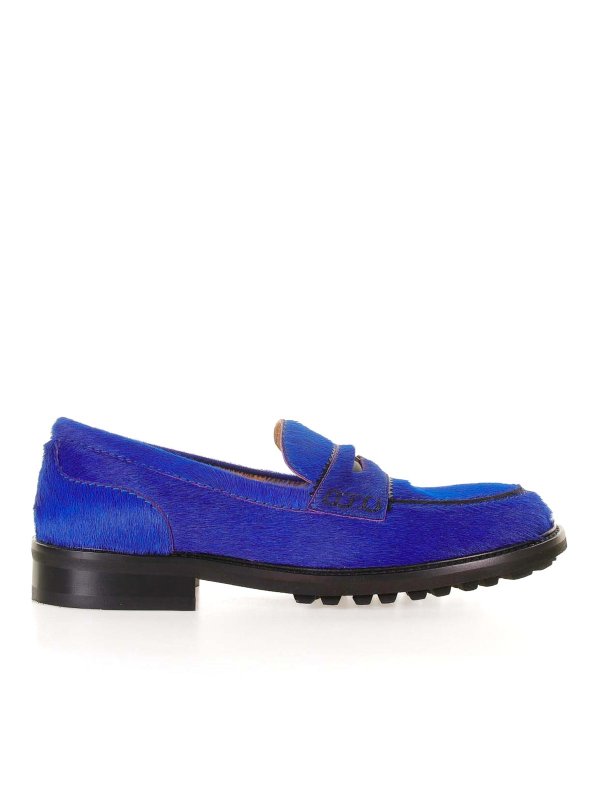 VIOLA RICCI: Loafers & Slippers - Pony Blue loafers