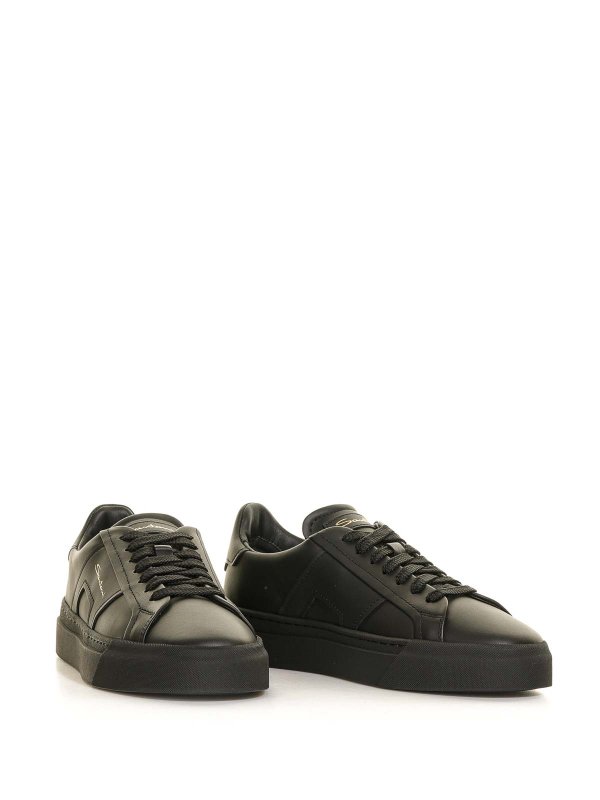 SANTONI: trainers online - Double Buckle Leather Sneaker