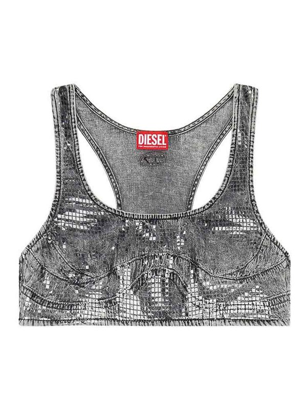 DIESEL: Tops y camisetas sin mangas - Top - Gris
