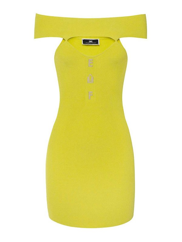 ELISABETTA FRANCHI: Knielange Kleider - Knielanges Kleid - Gelb