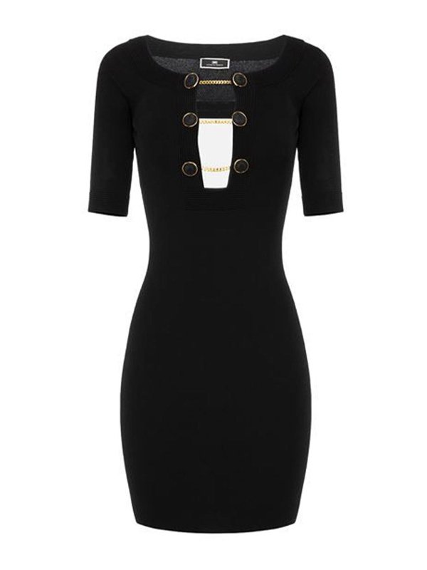 ELISABETTA FRANCHI: Robe longueur genou - Robe Au Genou - Noir