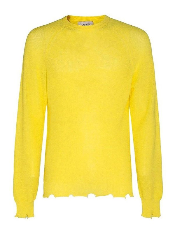 LANEUS: Suéteres con cuello pico - Suéter Cuello Redondo - Amarillo