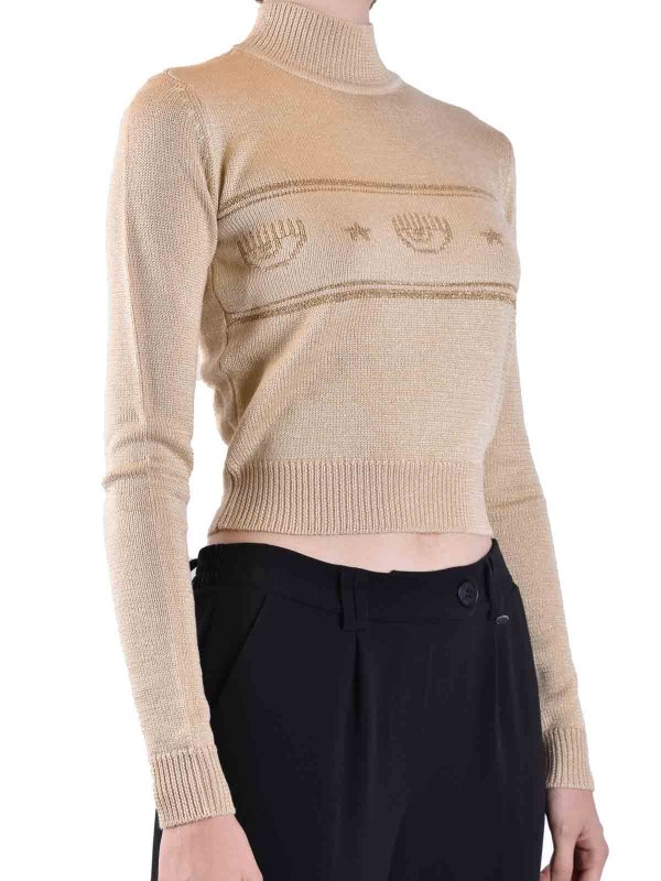 The Best Shops CHIARA FERRAGNI: Strickpullover mit Rundhalsausschnitt - Rundhalspullover - Beige