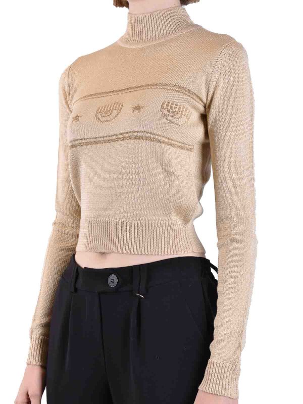 Rundhalspullover - Beige shop online: CHIARA FERRAGNI