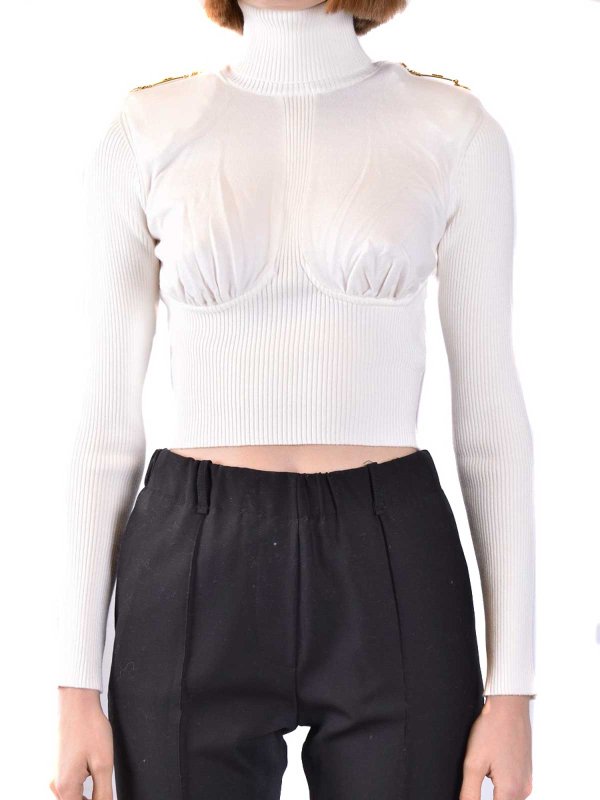 ELISABETTA FRANCHI: Strickpullover mit Rundhalsausschnitt online - Rundhalspullover - Weiß