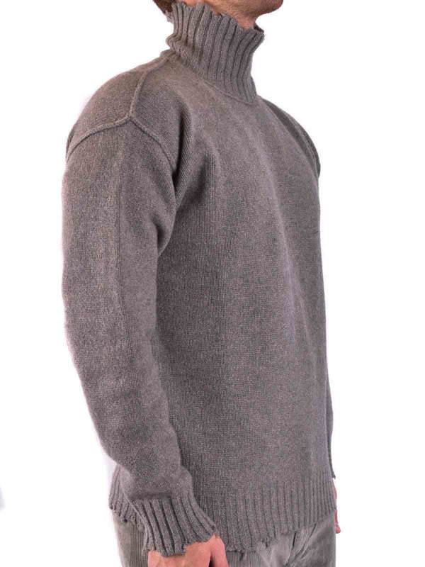 The Best Shops ISABEL BENENATO: Strickpullover mit Rundhalsausschnitt - Rundhalspullover - Grau