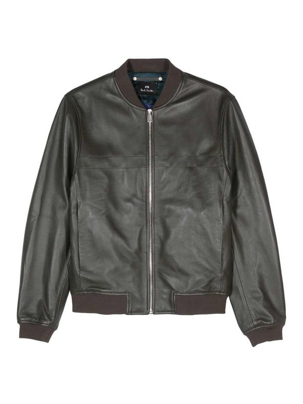 PAUL SMITH: casual jackets - Leather Bomber Jacket