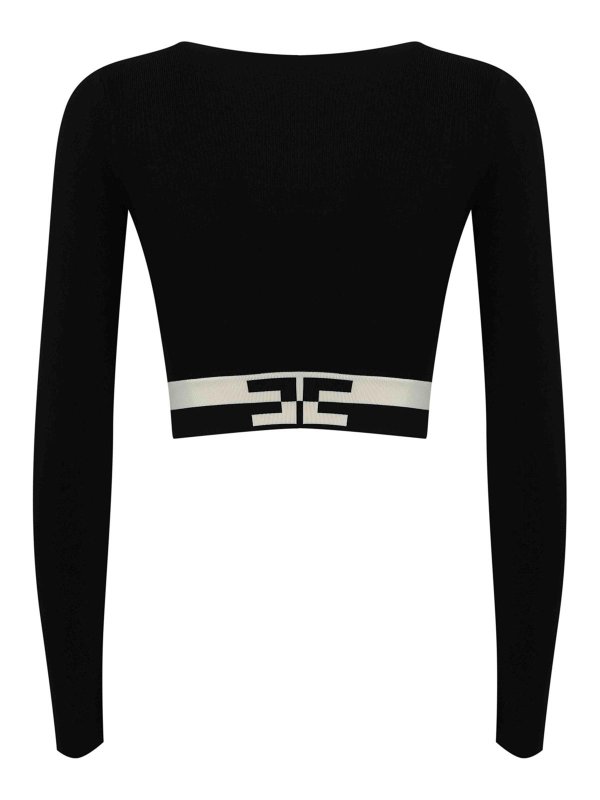 ELISABETTA FRANCHI: Tops & Tank tops online - Cropped Top In Viscose With Logo Bands