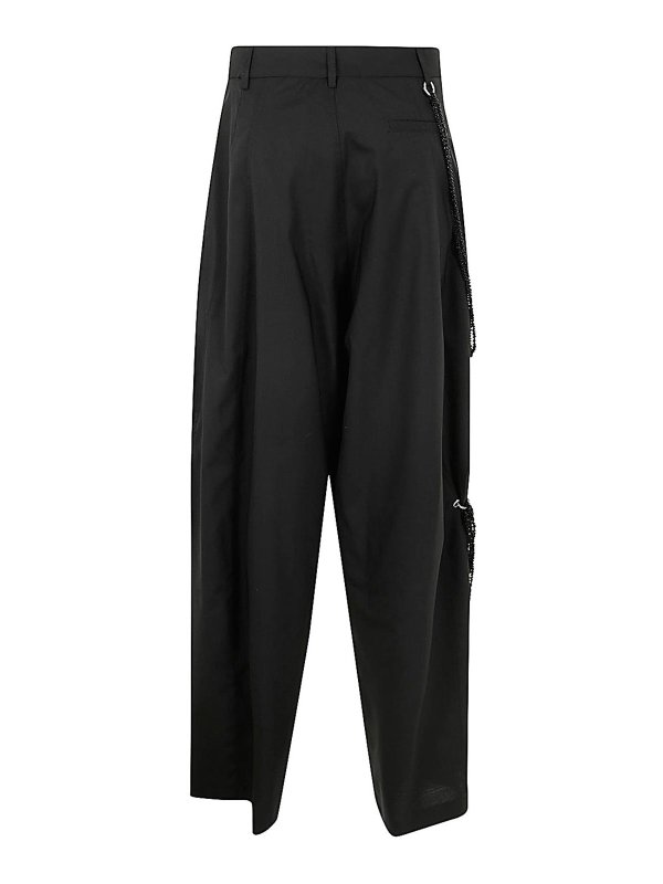 DARKPARK: casual trousers online - Phebe Chain Adorned Light Wool Wide Leg Pants