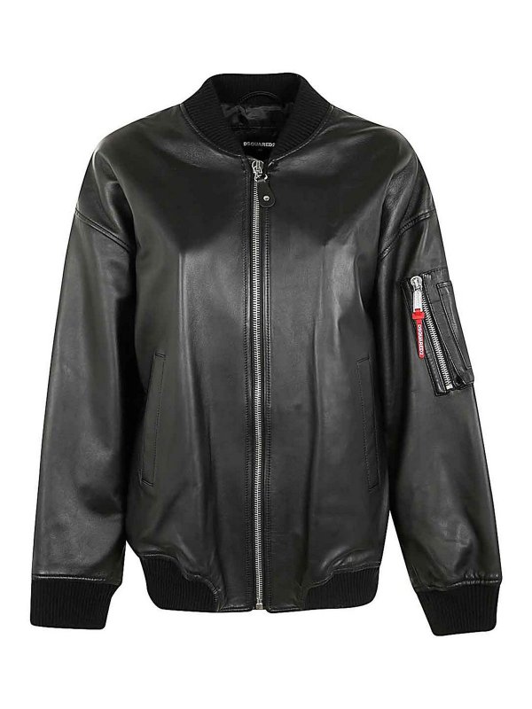 DSQUARED2: bombers - Leather Oversize Bomber