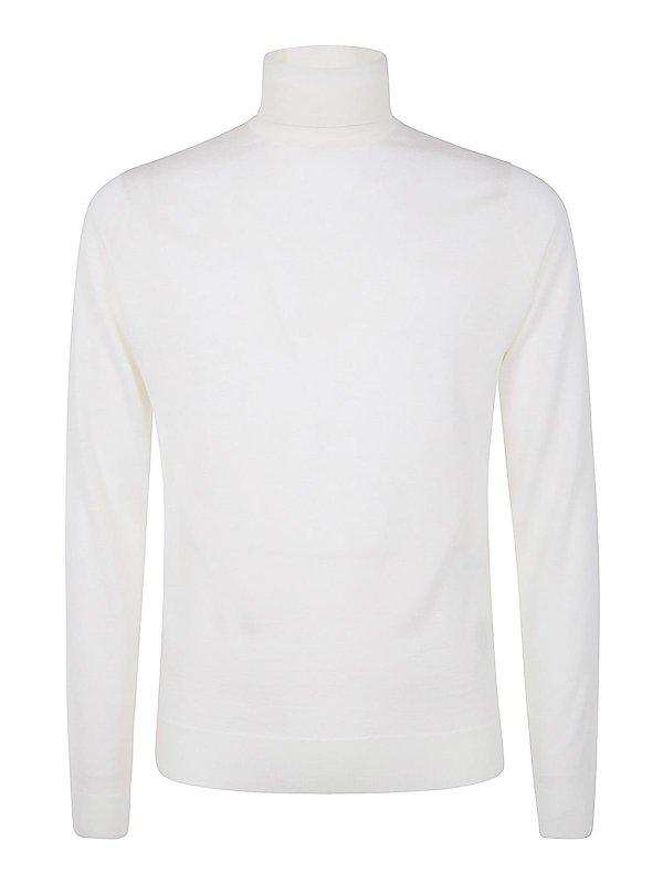 JOHN SMEDLEY: Strickpullover mit Rundhalsausschnitt - Rundhalspullover - Weiß