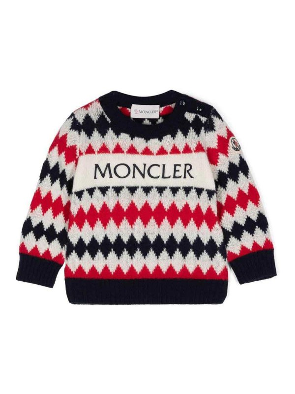MONCLER: Pull col rond - Pull Col Rond - Bleu