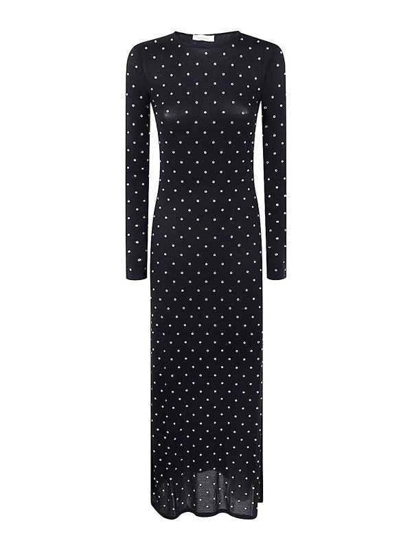 RABANNE: knee length dresses - Solid Second Skin Jersey Robe