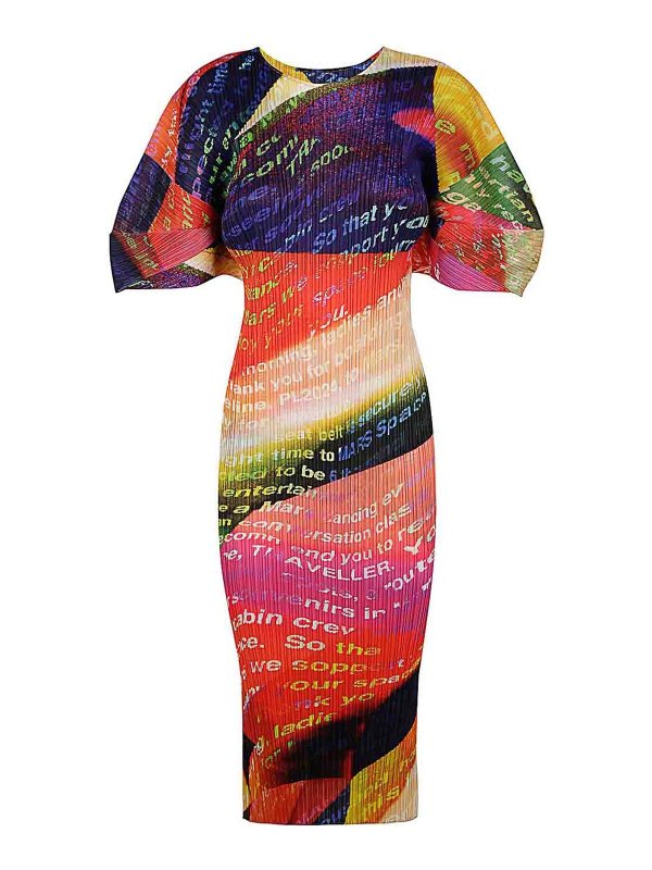 PLEATS PLEASE ISSEY MIYAKE: Robe longueur genou - Robe Au Genou - Orange