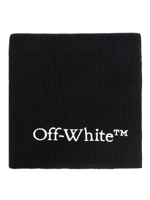 OFF-WHITE: sciarpe e foulard - Sciarpa lavorata a maglia con logo Wo Bksh