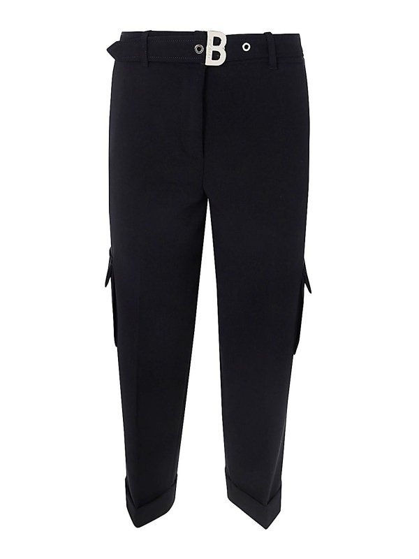 BLUGIRL: casual trousers - Cady Stretch Wool Cargo Trousers