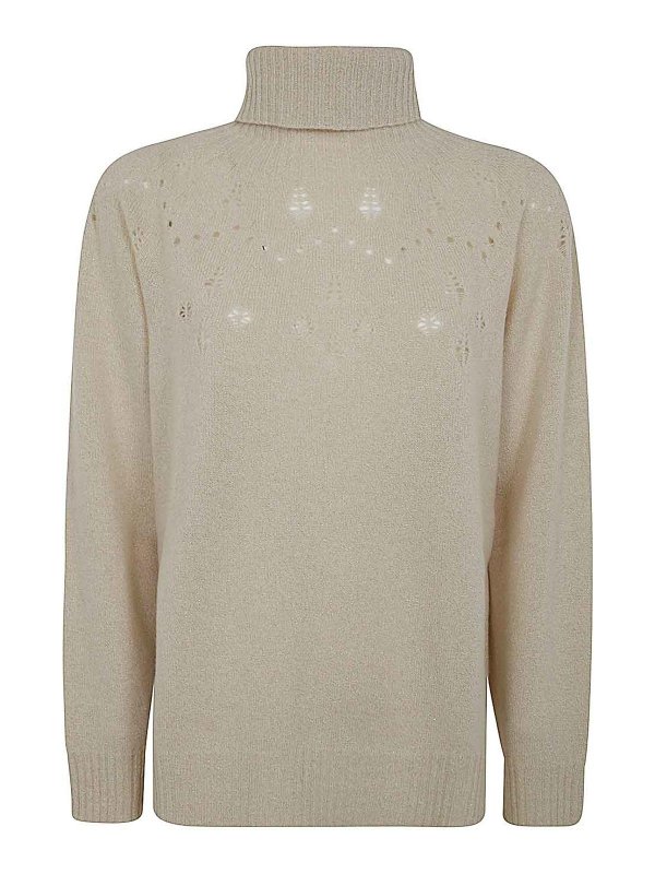 TWINSET: crew necks - Turtle Neck Bicolor Sweater