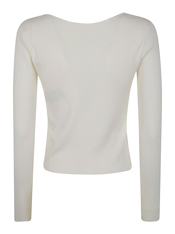 TWINSET: Strickpullover mit Rundhalsausschnitt online - Rundhalspullover - Weiß