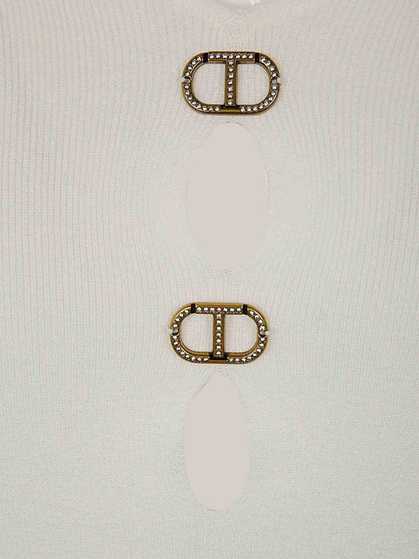 The Best Shops TWINSET: Strickpullover mit Rundhalsausschnitt - Rundhalspullover - Weiß