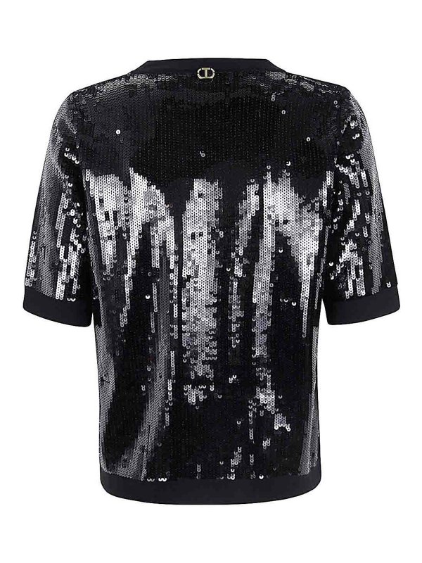 TWINSET: Strickpullover mit Rundhalsausschnitt online - Rundhalspullover - Schwarz