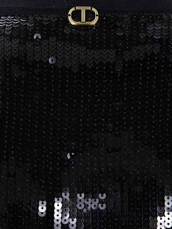 The Best Shops TWINSET: Strickpullover mit Rundhalsausschnitt - Rundhalspullover - Schwarz