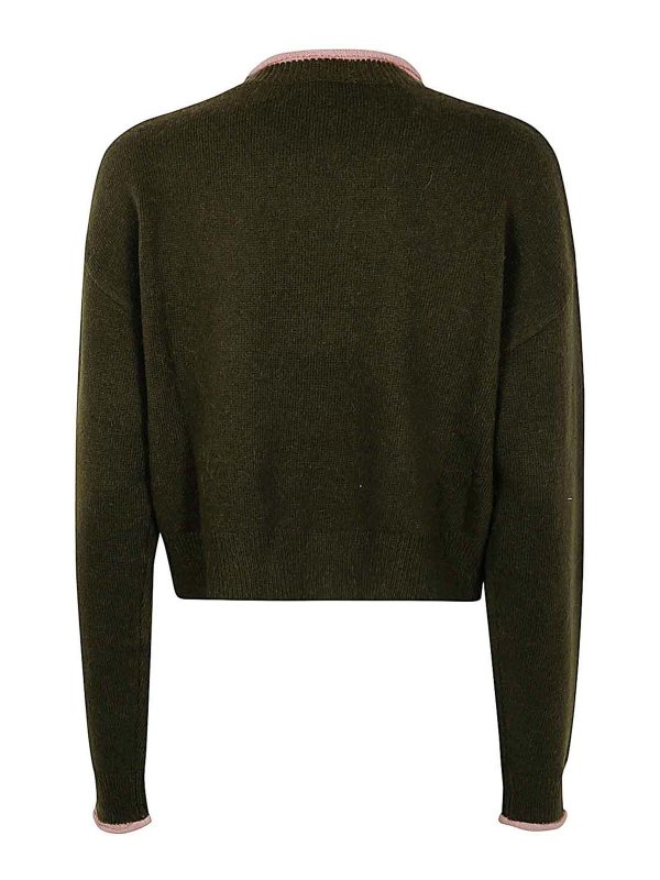 Versace Jeans Couture: Strickpullover mit Rundhalsausschnitt online - Rundhalspullover - Grün