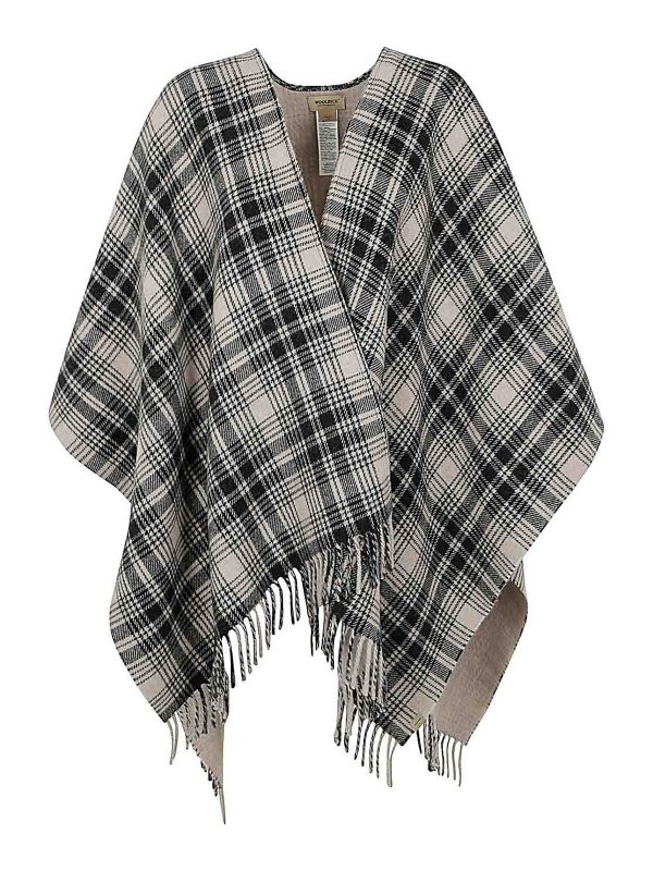WOOLRICH: cappotti al ginocchio - Plaid Logo Cape