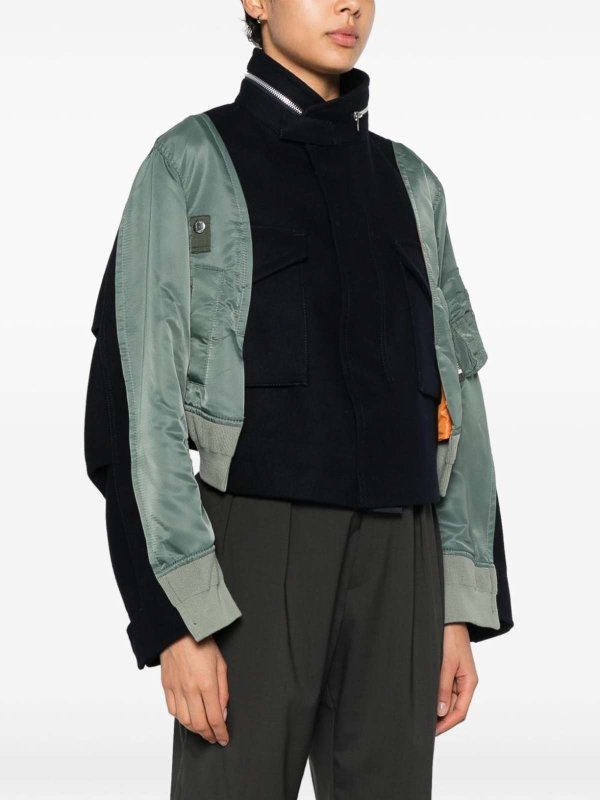 Giacca in twill di lana Melton X nylon shop online: Sacai