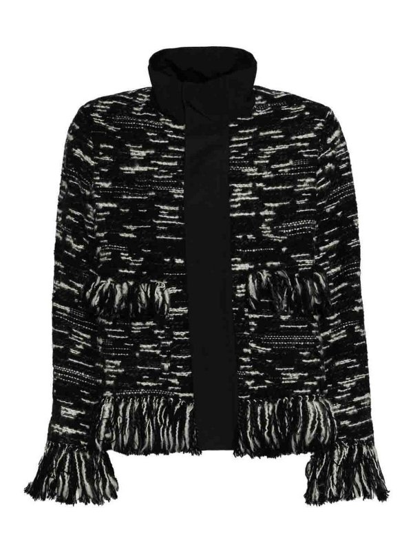 Sacai: blazers - Tweed X Grosgrain Blouson