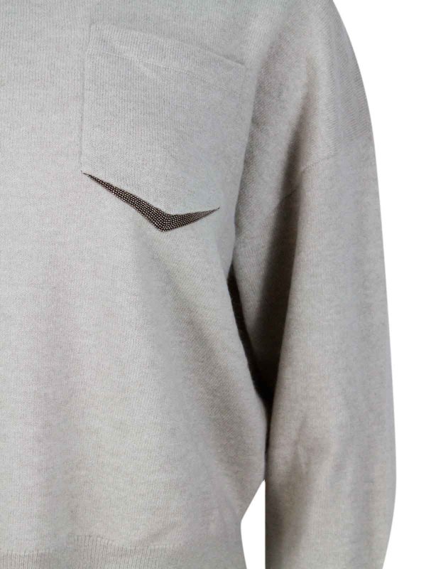 Rundhalspullover - Beige shop online: BRUNELLO CUCINELLI