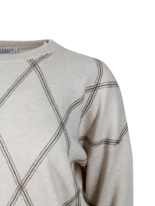Rundhalspullover - Beige shop online: BRUNELLO CUCINELLI