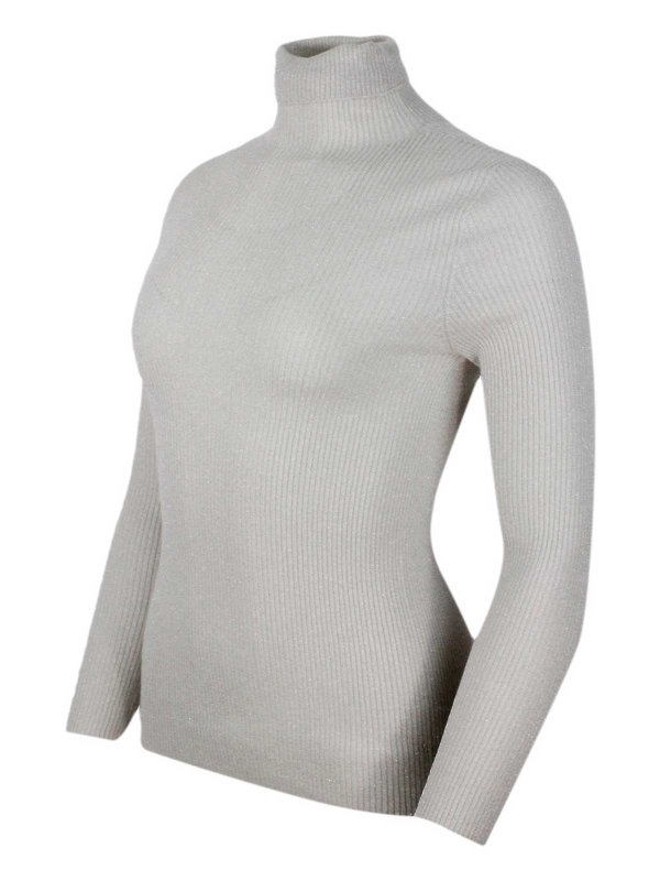 FABIANA FILIPPI: Strickpullover mit Rundhalsausschnitt online - Rundhalspullover - Beige