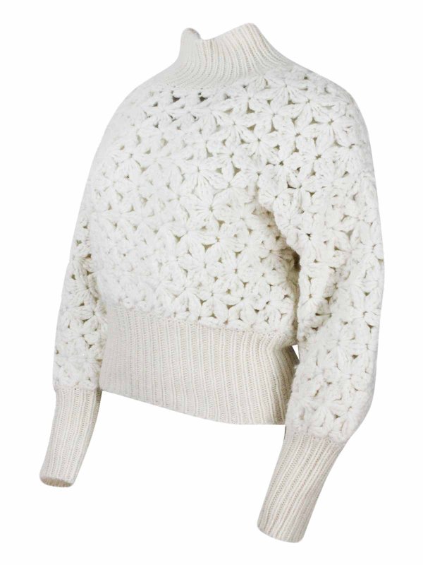 FABIANA FILIPPI: Suéteres con cuello pico online - Suéter Cuello Redondo - Blanco