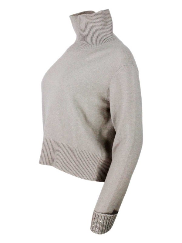 FABIANA FILIPPI: Strickpullover mit Rundhalsausschnitt online - Rundhalspullover - Beige
