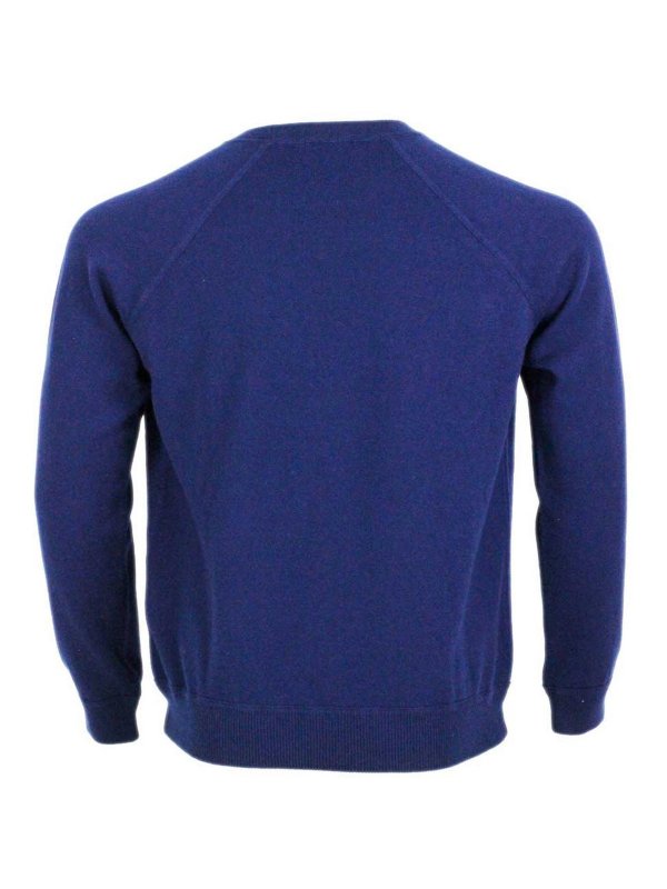 The Best Shops MALO: Strickpullover mit Rundhalsausschnitt - Rundhalspullover - Blau