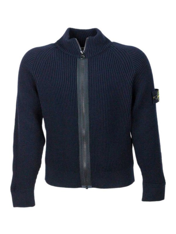 STONE ISLAND: Strickpullover mit Rundhalsausschnitt - Rundhalspullover - Blau